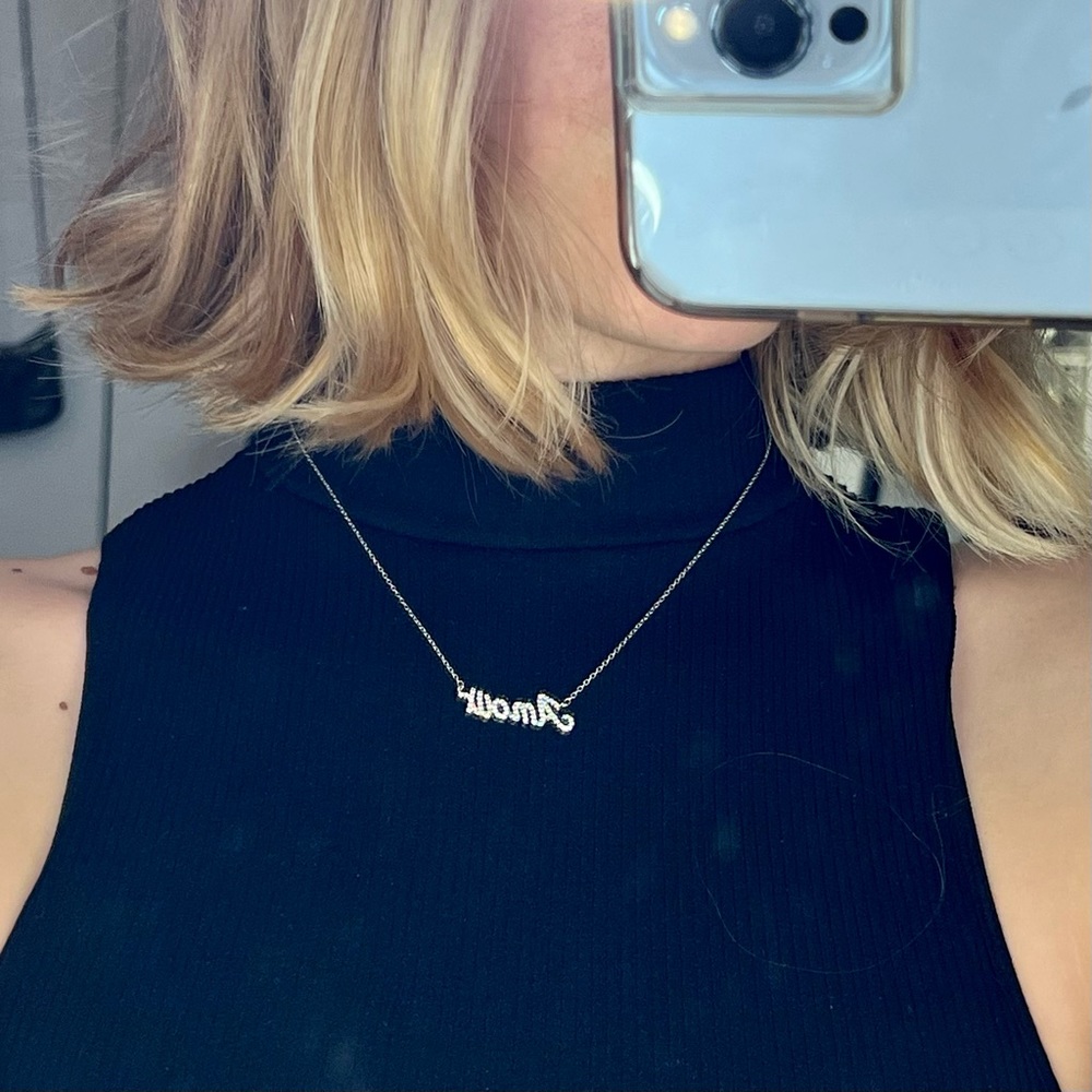 16.5”•AMOUR (love)• Silver Diamond• Chain Necklace